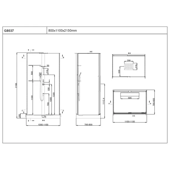 ДУШЕВАЯ КАБИНА B&W G8037 80Х110Х214
