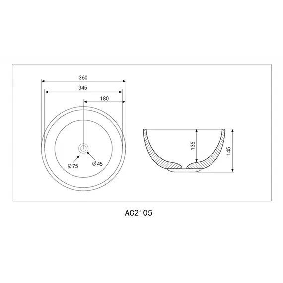 РАКОВИНА НАКЛАДНАЯ ABBER BEQUEM AC2105MB ЧЕРНАЯ МАТОВАЯ