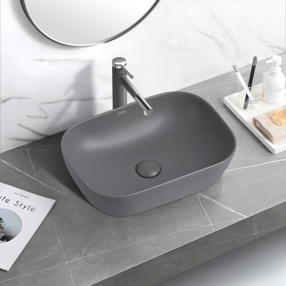 РАКОВИНА НАКЛАДНАЯ ABBER RECHTECK AC2200MG СЕРАЯ МАТОВАЯ