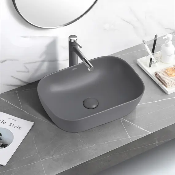 РАКОВИНА НАКЛАДНАЯ ABBER RECHTECK AC2200MG СЕРАЯ МАТОВАЯ