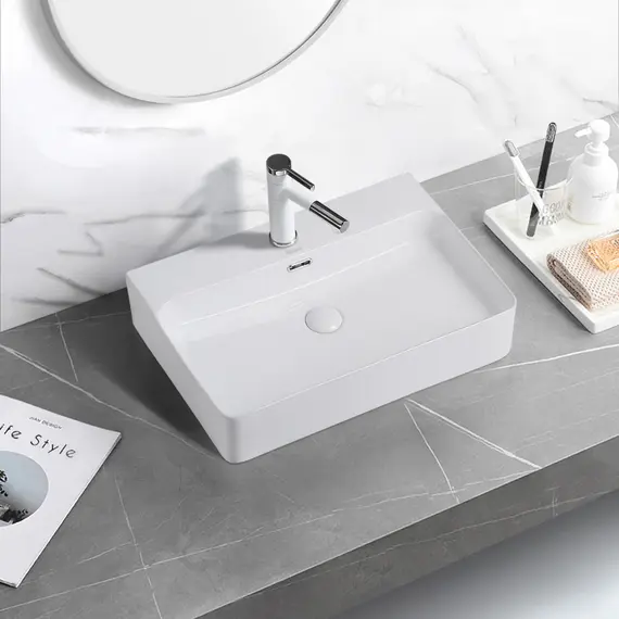 РАКОВИНА НАКЛАДНАЯ ABBER RECHTECK AC2201 БЕЛАЯ