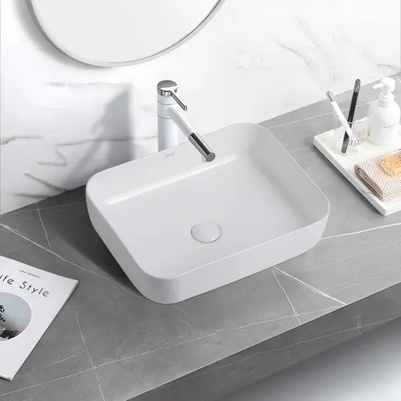 РАКОВИНА НАКЛАДНАЯ ABBER RECHTECK AC2202 БЕЛАЯ