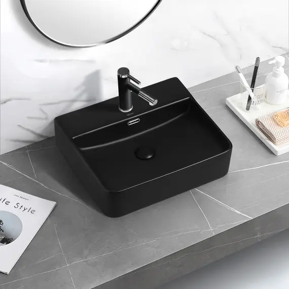 РАКОВИНА НАКЛАДНАЯ ABBER RECHTECK AC2203MB ЧЕРНАЯ МАТОВАЯ