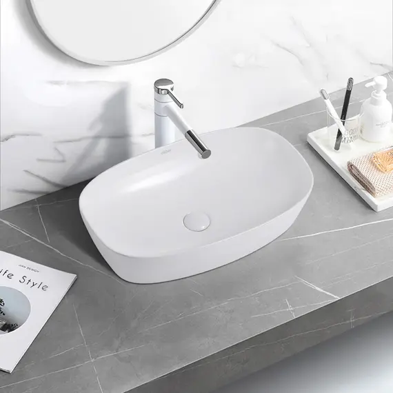 РАКОВИНА НАКЛАДНАЯ ABBER RECHTECK AC2206 БЕЛАЯ