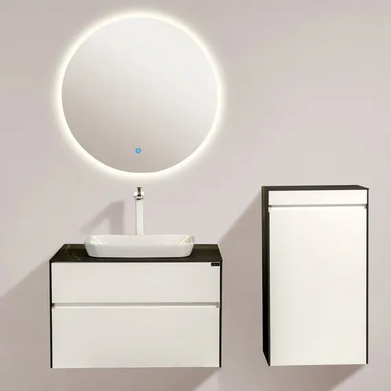 ТУМБА С РАКОВИНОЙ BLACK & WHITE U907.800 BLUM МЕТАЛЛИЧЕСКИЙ ЯЩИК И КЕРАМОГРАНИТ РАКОВИНА 80X52.5X50.6