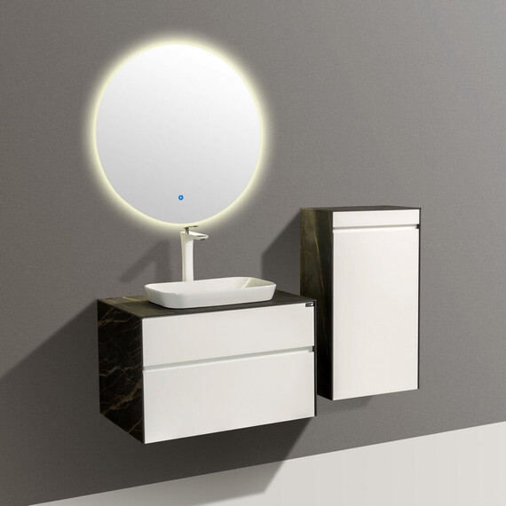 ТУМБА С РАКОВИНОЙ BLACK & WHITE U907.800 BLUM МЕТАЛЛИЧЕСКИЙ ЯЩИК И КЕРАМОГРАНИТ РАКОВИНА 80X52.5X50.6