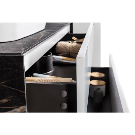 ТУМБА С РАКОВИНОЙ BLACK & WHITE U907.1000 BLUM МЕТАЛЛИЧЕСКИЙ ЯЩИК И КЕРАМОГРАНИТ РАКОВИНА 100X52.5X50.6