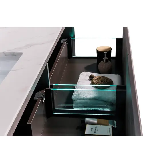 ТУМБА С РАКОВИНОЙ BLACK & WHITE U909.1500 HOPPER МЕТАЛЛИЧЕСКИЙ ЯЩИК И КВАРЦЕВАЯ РАКОВИНА 149.4X58.2X45