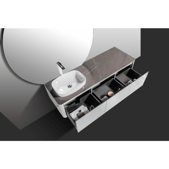 ТУМБА С РАКОВИНОЙ BLACK & WHITE U915.1600L BLUM МЕТАЛЛИЧЕСКИЙ ЯЩИК И КЕРАМОГРАНИТ РАКОВИНА 159.4X54.5X40