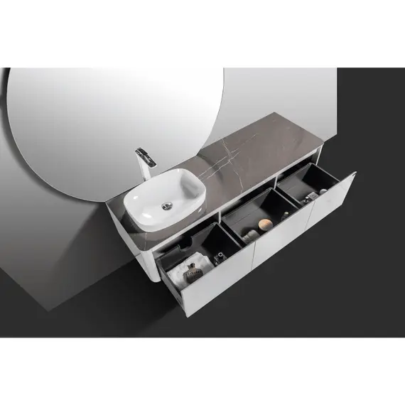 ТУМБА С РАКОВИНОЙ BLACK & WHITE U915.1600L BLUM МЕТАЛЛИЧЕСКИЙ ЯЩИК И КЕРАМОГРАНИТ РАКОВИНА 159.4X54.5X40