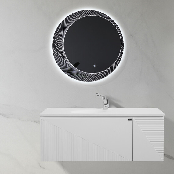 ТУМБА С РАКОВИНОЙ BLACK & WHITE U918.1200-2 GLOSSY WHITE BLUM НАПРАВЛЯЮЩИЕ И КВАРЦЕВАЯ РАКОВИНА 120X52X45