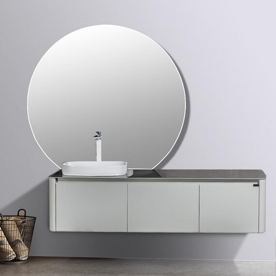 ТУМБА С РАКОВИНОЙ BLACK & WHITE U915.1600L BLUM МЕТАЛЛИЧЕСКИЙ ЯЩИК И КЕРАМОГРАНИТ РАКОВИНА 159.4X54.5X40