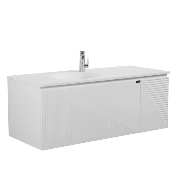 ТУМБА С РАКОВИНОЙ BLACK & WHITE U918.1200-2 GLOSSY WHITE BLUM НАПРАВЛЯЮЩИЕ И КВАРЦЕВАЯ РАКОВИНА 120X52X45