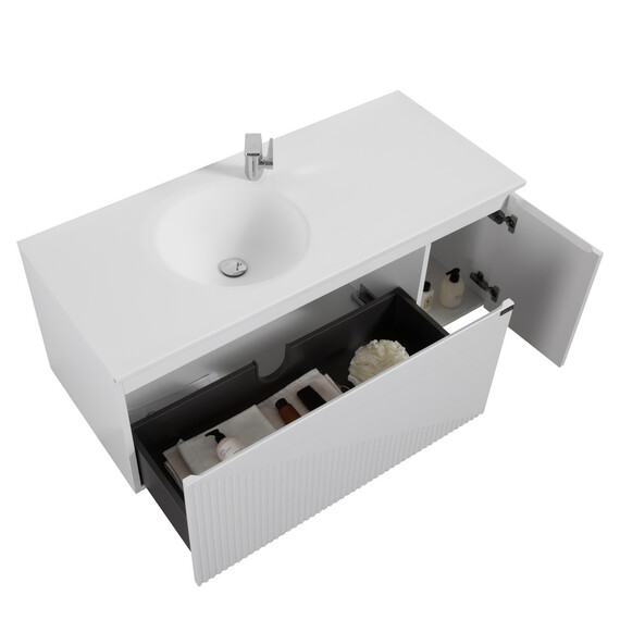 ТУМБА С РАКОВИНОЙ BLACK & WHITE U918.1200-2 GLOSSY WHITE BLUM НАПРАВЛЯЮЩИЕ И КВАРЦЕВАЯ РАКОВИНА 120X52X45