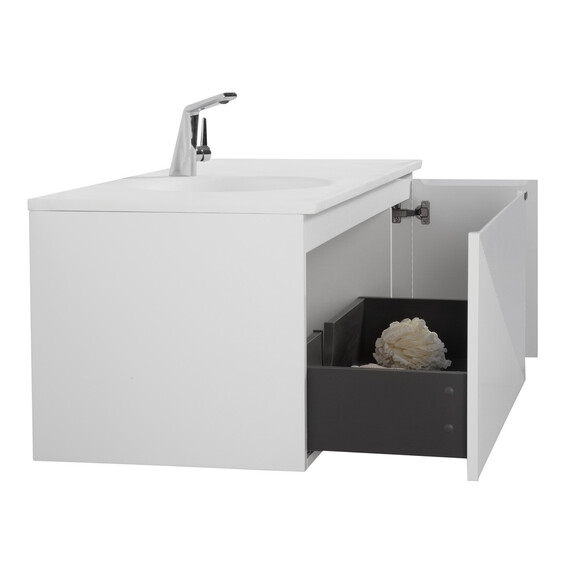 ТУМБА С РАКОВИНОЙ BLACK & WHITE U918.1200-2 GLOSSY WHITE BLUM НАПРАВЛЯЮЩИЕ И КВАРЦЕВАЯ РАКОВИНА 120X52X45