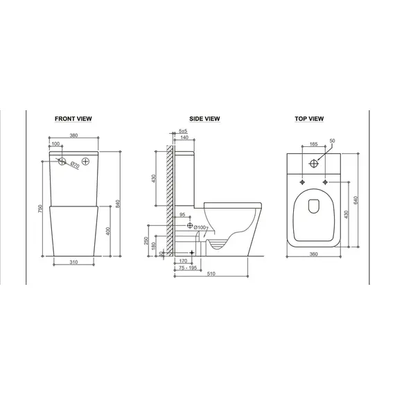 УНИТАЗ КОМПАКТ BLACK & WHITE W-7703 P-TRAP, GEBERIT, RIMLESS 64X36X84
