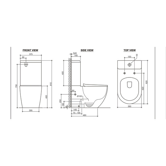 УНИТАЗ КОМПАКТ BLACK & WHITE W-7789 P-TRAP, GEBERIT, RIMLESS 62X36X81