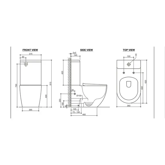 УНИТАЗ КОМПАКТ BLACK & WHITE W-7789 P-TRAP, GEBERIT, RIMLESS 62X36X81