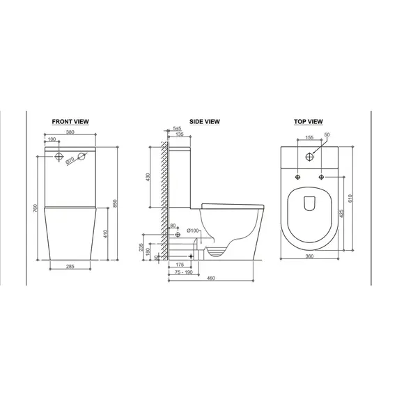 УНИТАЗ КОМПАКТ BLACK & WHITE W-7793 P-TRAP, GEBERIT, RIMLESS 61X36X85