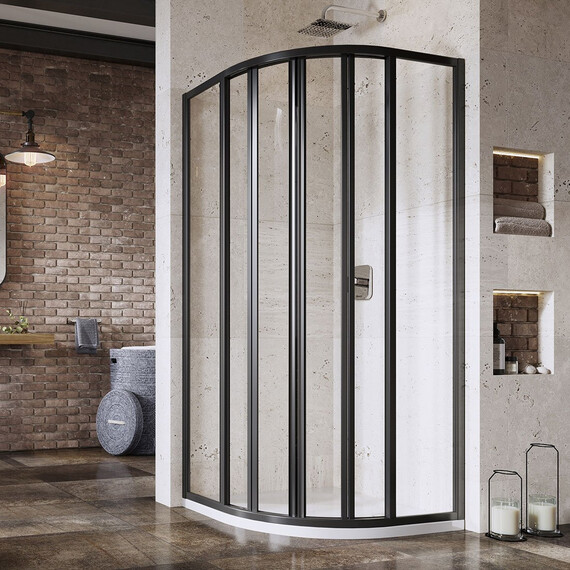 ДУШЕВОЙ УГОЛОК RAVAK SUPERNOVA SKKP6-90 СМ ЧЕРНЫЙ ПРОФИЛЬ, ПРОЗРАЧНОЕ СТЕКЛО
