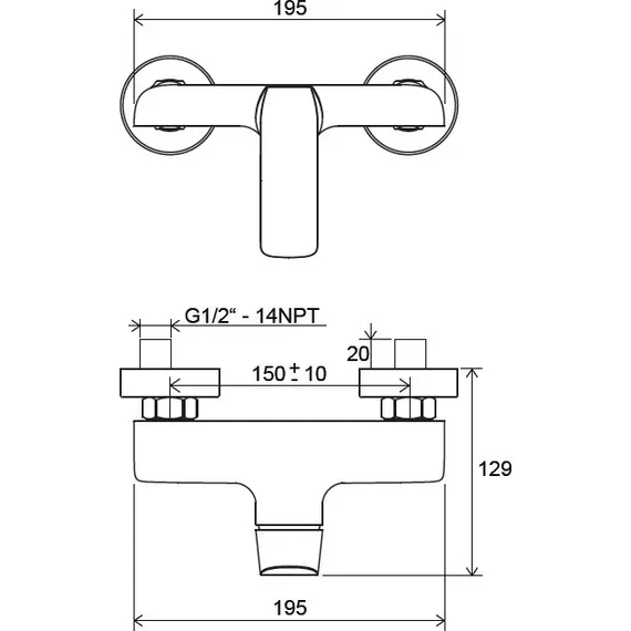 СМЕСИТЕЛЬ ДЛЯ ДУША RAVAK FL 032.00/150 150 ММ