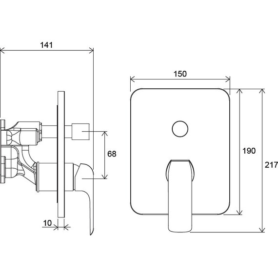 СМЕСИТЕЛЬ НАСТЕННЫЙ С ПЕРЕКЛЮЧАТЕЛЕМ RAVAK FL 065.00 ДЛЯ R-BOX