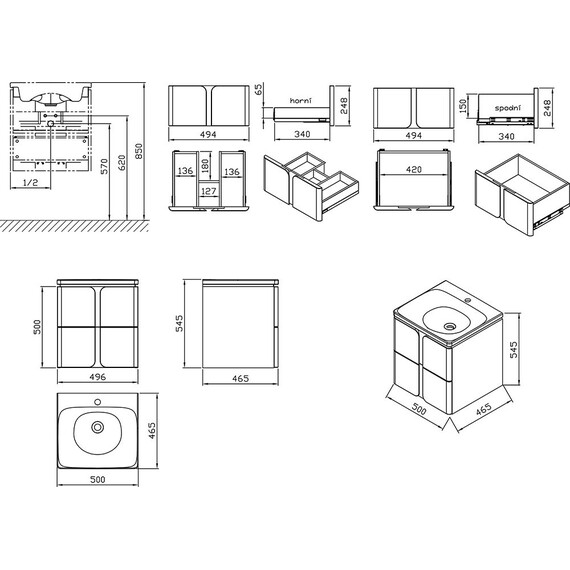 ТУМБА ПОД УМЫВАЛЬНИК RAVAK SD BALANCE 500 БЕЛЫЙ/ГРАФИТ