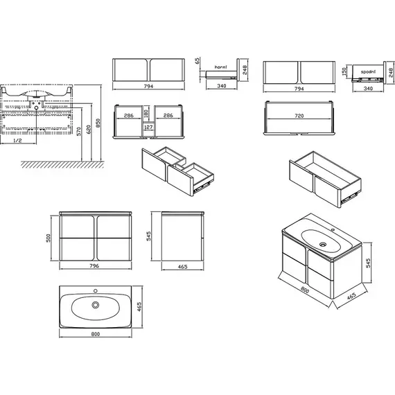 ТУМБА ПОД УМЫВАЛЬНИК RAVAK SD BALANCE 800 БЕЛЫЙ/БЕЛЫЙ