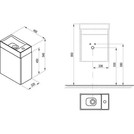 ТУМБА ПОД УМЫВАЛЬНИК RAVAK SD VEDA 400 БЕЛЫЙ ГЛЯНЕЦ