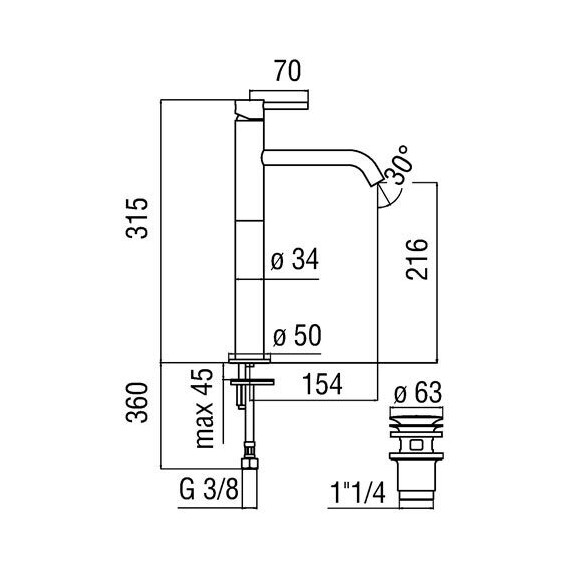 ВЫСОКИЙ СМЕСИТЕЛЬ ДЛЯ РАКОВИНЫ NOBILI ACQUERELLI AQ93128/2CR