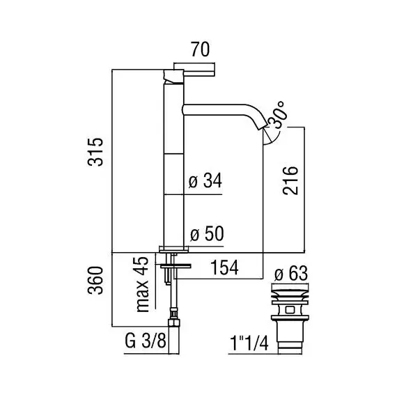 ВЫСОКИЙ СМЕСИТЕЛЬ ДЛЯ РАКОВИНЫ NOBILI ACQUERELLI AQ93128/2CR