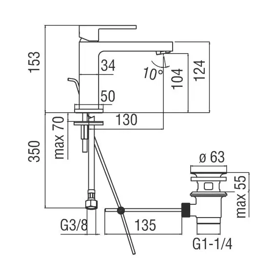 СМЕСИТЕЛЬ ДЛЯ РАКОВИНЫ NOBILI UP UP94118/1CR