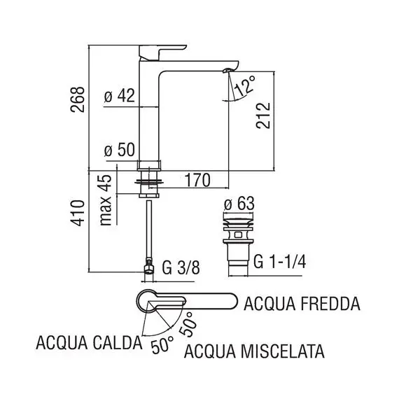ВЫСОКИЙ СМЕСИТЕЛЬ ДЛЯ РАКОВИНЫ NOBILI ABC AB87128/2CR