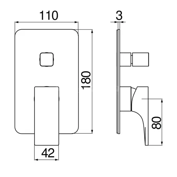 СМЕСИТЕЛЬ ДЛЯ ДУША NOBILI SE124100BM SEVEN НА 2 ВЫХОДА ВНЕШНЯЯ ЧАСТЬ