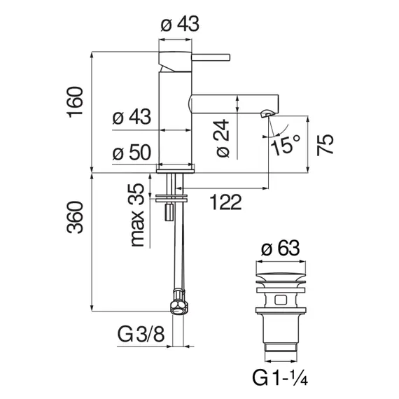 СМЕСИТЕЛЬ ДЛЯ РАКОВИНЫ NOBILI LIVE LV00418/3CR CHROME