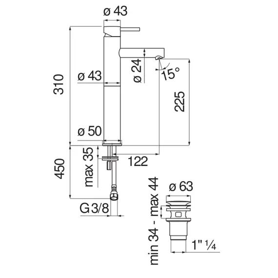 СМЕСИТЕЛЬ ДЛЯ РАКОВИНЫ NOBILI LIVE LV00428/2CR CHROME