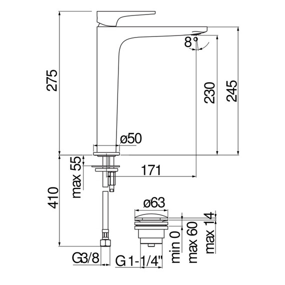 СМЕСИТЕЛЬ ДЛЯ РАКОВИНЫ NOBILI YOYO YO126128/2CR CHROME