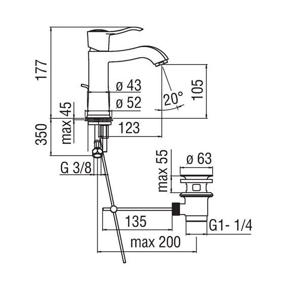 СМЕСИТЕЛЬ ДЛЯ РАКОВИНЫ NOBILI SOFI SI98118/1CR