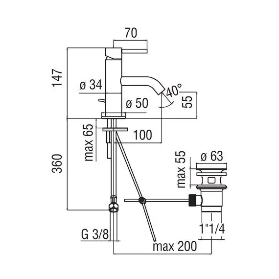 СМЕСИТЕЛЬ ДЛЯ РАКОВИНЫ NOBILI ACQUERELLI AQ93118/1CR