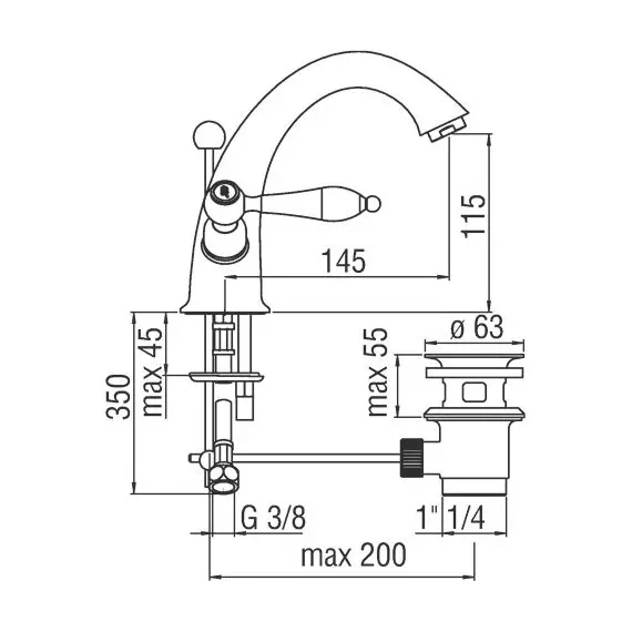 СМЕСИТЕЛЬ ДЛЯ РАКОВИНЫ NOBILI ANTICA AT31118/6CR ХРОМ