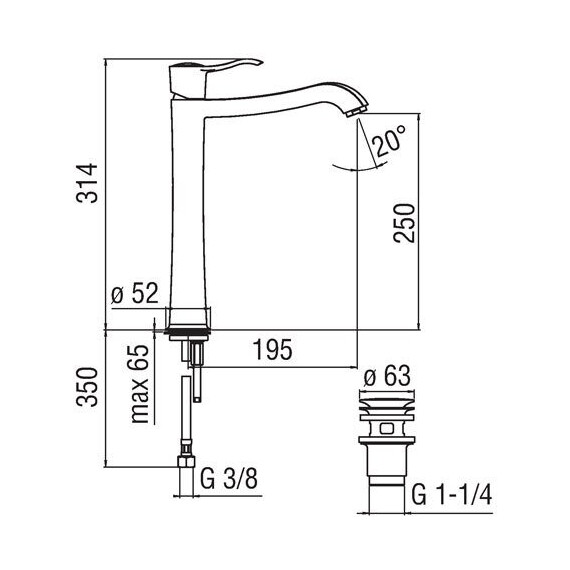 ВЫСОКИЙ СМЕСИТЕЛЬ ДЛЯ РАКОВИНЫ NOBILI SOFI SI98128/2CR