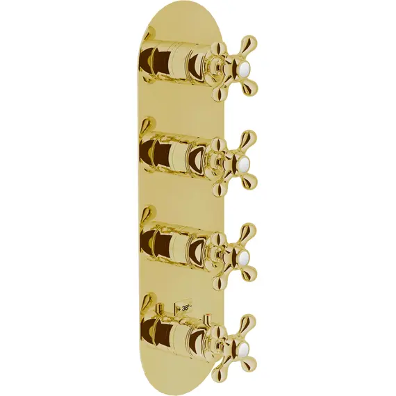 СМЕСИТЕЛЬ ТЕРМАСТАТИЧЕСКИЙ ДЛЯ ДУША NOBILI GRC5104GDP НА 4 ПОТРЕБИТЕЛЯ (ВНЕШНЯЯ ЧАСТЬ), ЗОЛОТО