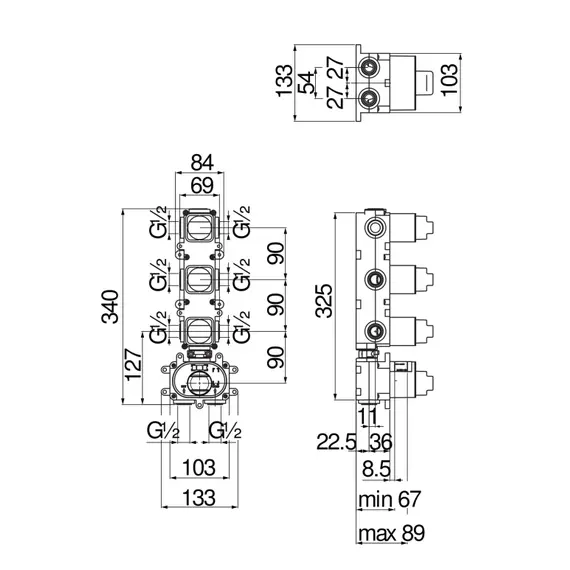 СКРЫТАЯ ЧАСТЬ NOBILI RUBINETTERIE WE00104 СМЕСИТЕЛЯ ДЛЯ ДУША, С ТЕРМОСТАТОМ