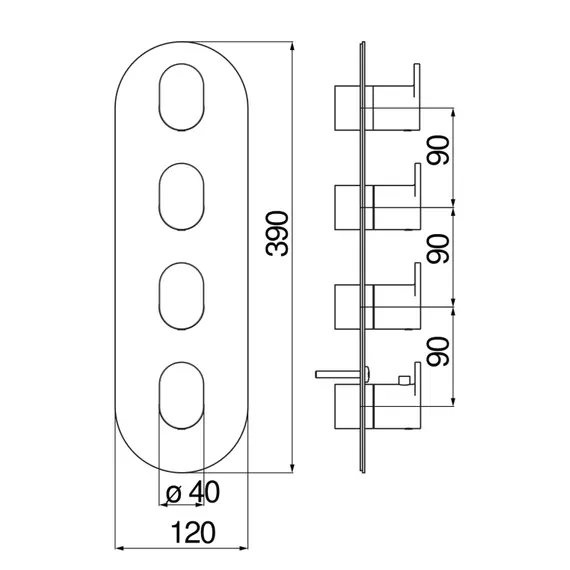 СМЕСИТЕЛЬ ДЛЯ ДУША NOBILI UP UP94103BM (НА 3 ВЫХОДА) VELVET BLACK