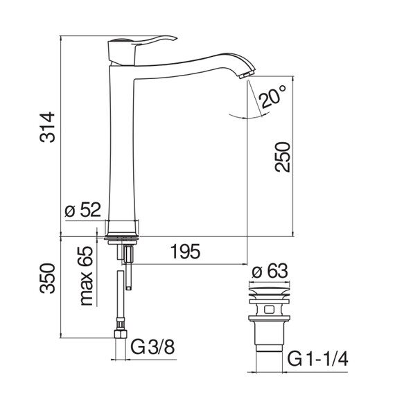 СМЕСИТЕЛЬ ДЛЯ РАКОВИНЫ NOBILI SOFI SI98128/2GDP ROYAL GOLD