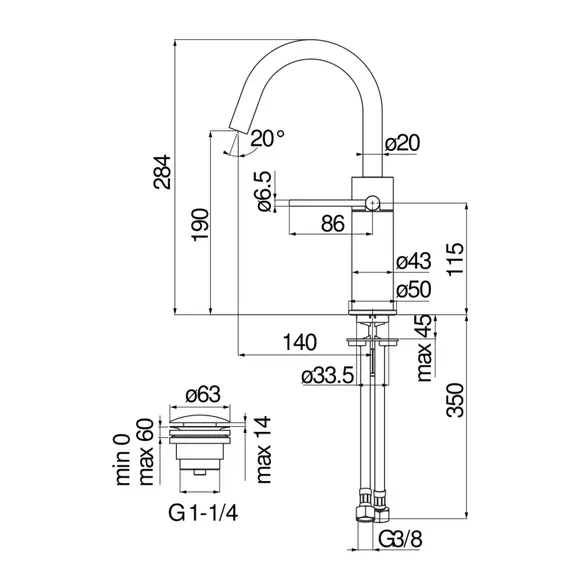 СМЕСИТЕЛЬ ДЛЯ РАКОВИНЫ NOBILI VELIS VE125138/2RCP С ДОННЫМ КЛАПАНОМ, RED CANYON