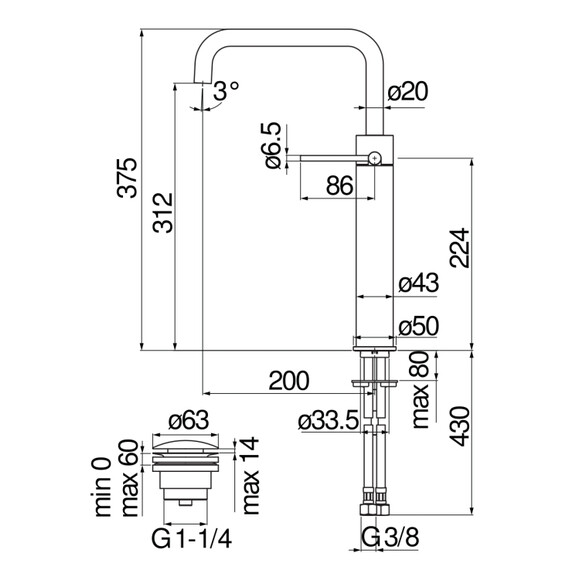 СМЕСИТЕЛЬ ДЛЯ РАКОВИНЫ NOBILI VELIS VE125158/2CR С ДОННЫМ КЛАПАНОМ, CHROME
