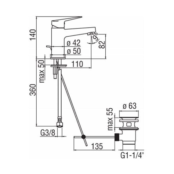 СМЕСИТЕЛЬ ДЛЯ РАКОВИНЫ NOBILI BLUES BS101118/1CR