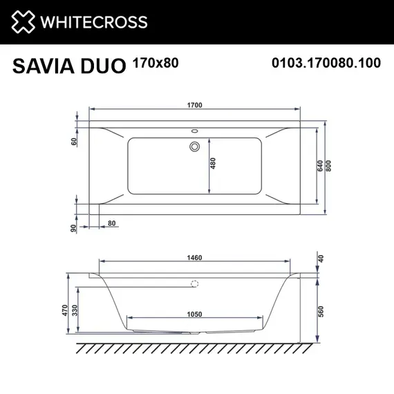 АКРИЛОВАЯ ВАННА WHITECROSS SAVIA DUO 170X80 АКРИЛ