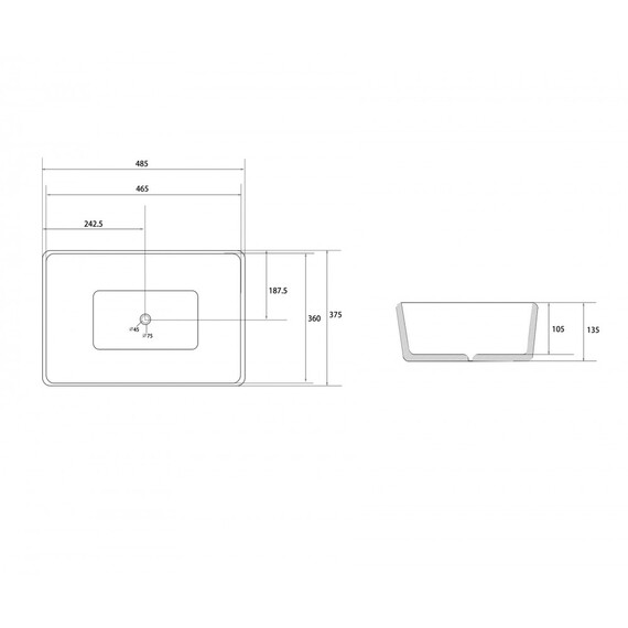 РАКОВИНА НАКЛАДНАЯ ABBER RECHTECK AC2212 БЕЛАЯ